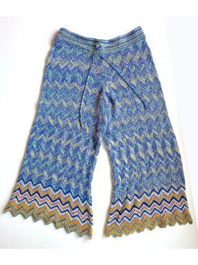 Ecote Urban Outfitters Boho Knit Chevron Crop Capris Wide Leg Pants Size Large